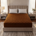 Brown Quilted Waterproof Mattress Fitted Cover