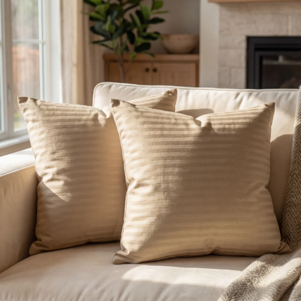 Skin Satin Stripe Cushion Cover (Pack Of 2)