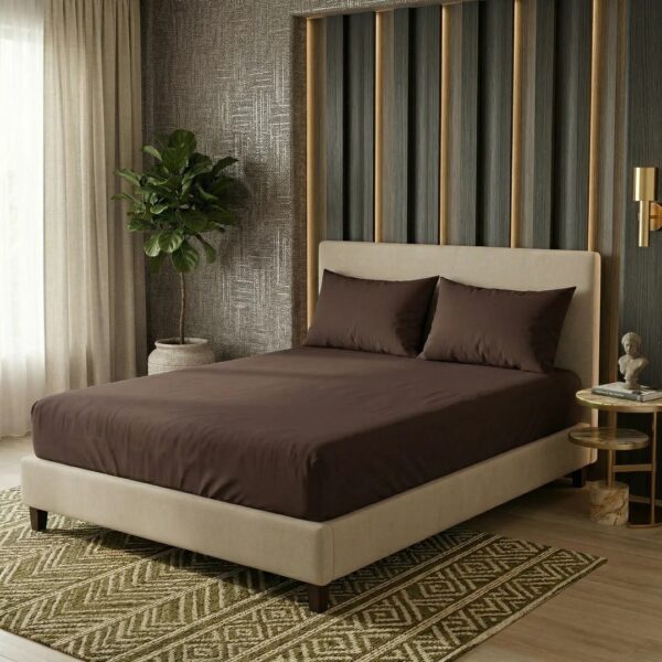 Brown Luxury Fitted Sheet- 3 Pcs