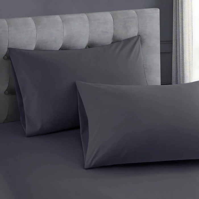 Grey Luxury Dyed Bedsheet Set- 5 Pcs