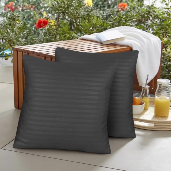 Grey Satin Stripe Cushion Cover (Pack Of 2)